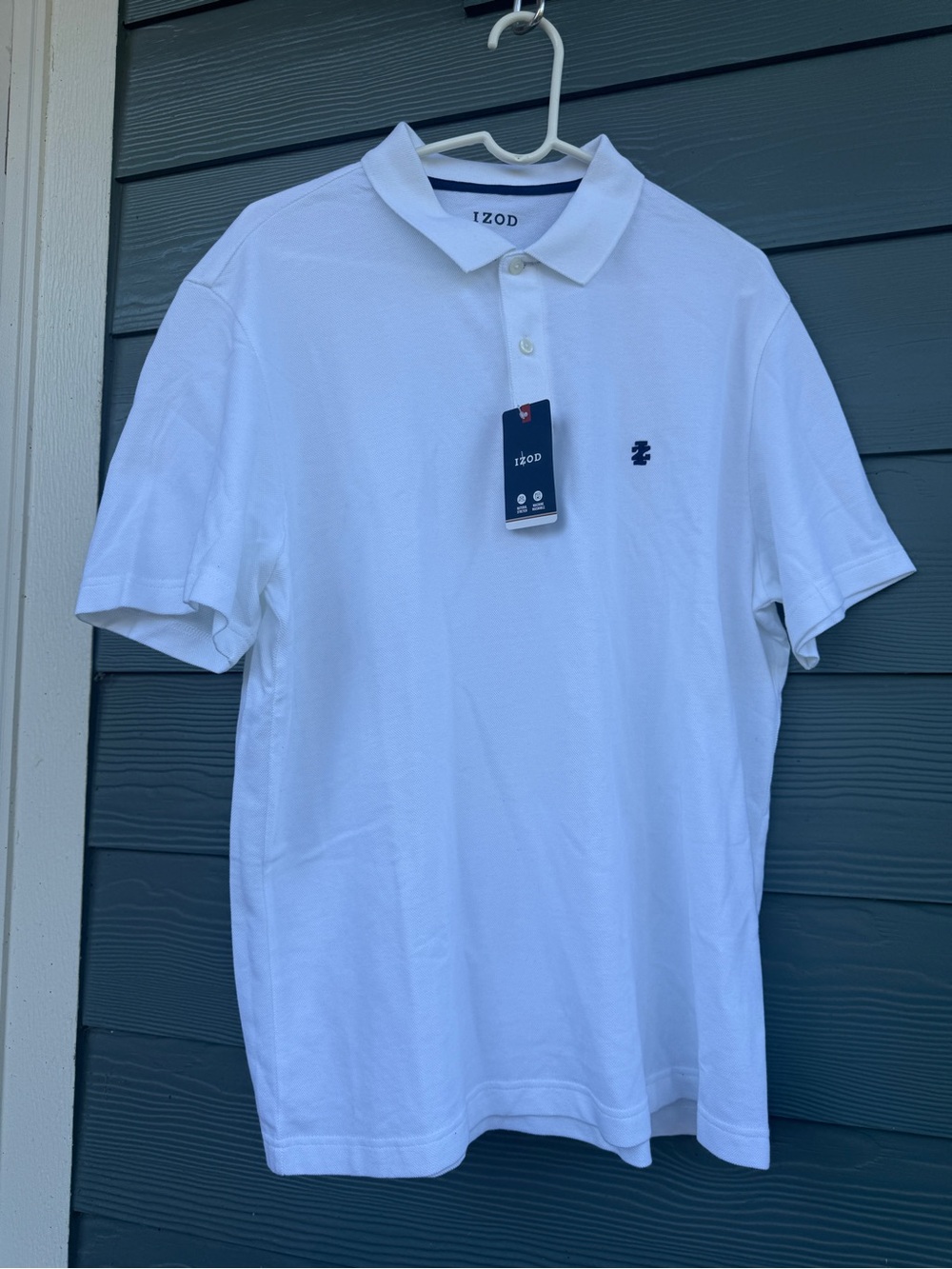 Izod White Men's Polo Shirt with Navy Logo